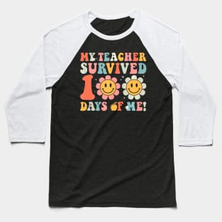 My Teacher Survived 100 Days Of Me School Groovy Baseball T-Shirt